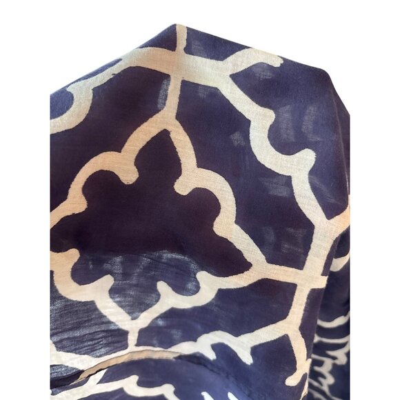 Roberta Roller Rabbit Shirt Dress Size XS Geo Print Navy White Sheer Long Sleeve - Picture 11 of 11